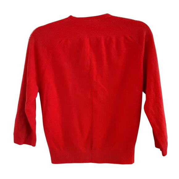 Vintage 1950s Cardigan Sweater Wool Blend Cherry Red Pearl Button Rockabilly - Picture 4 of 15